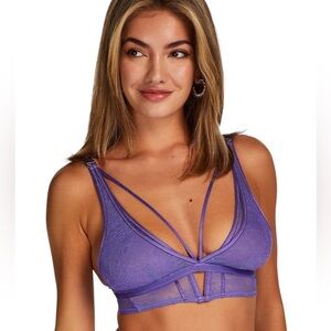 Hunkemoller Lace Bralette In Blue Iris